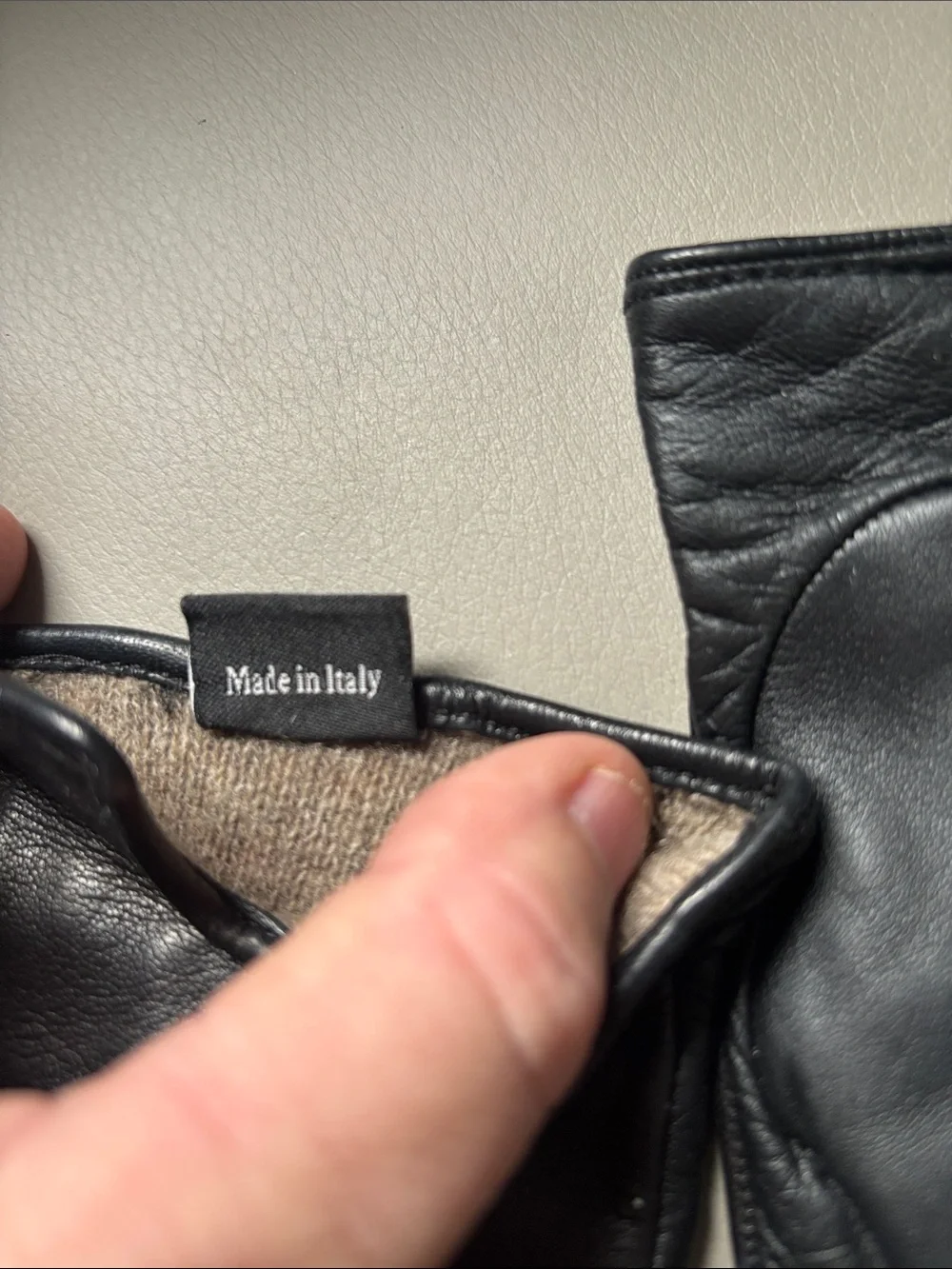 Womens Black Leather Gloves with Mercedes Logo Accent